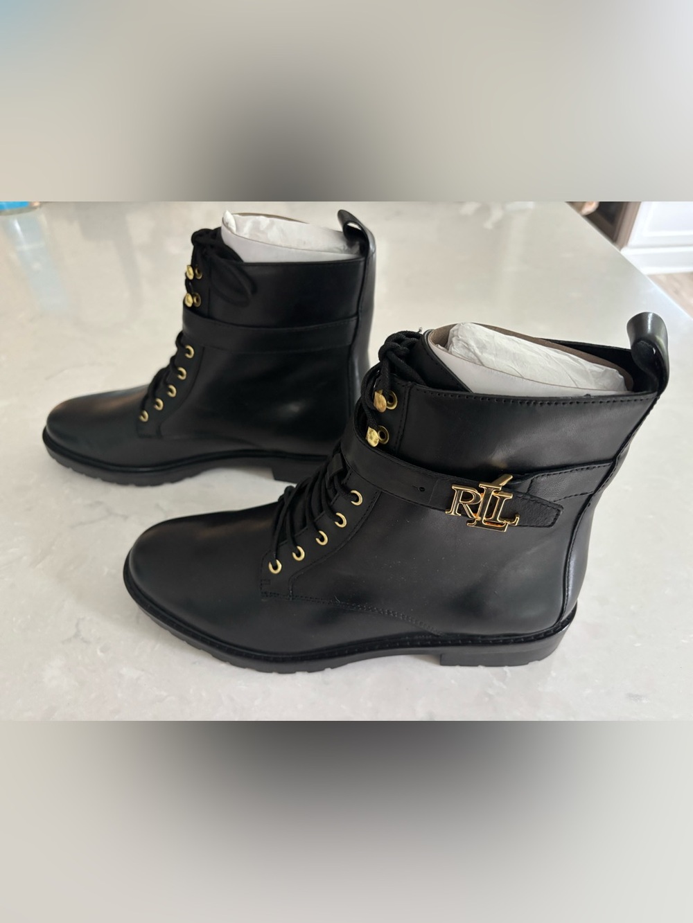 Ralph Lauren Elridge Black Boots, Size 10 - Picture 2 of 8